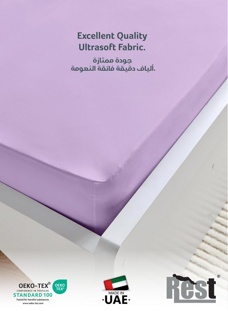 REST Fitted Bedsheet 160x200+30cm Breathable Plush light Purple Fabric with Deep Pockets Machine Washable for Optimal Protection - Image 2